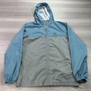 Vissla Jacket Mens Small Blue Gray Hooded Windbreaker Lightweight Surf Outdoors